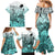 Beauty and The Warrior Polynesian Valentine Family Matching Mermaid Dress and Hawaiian Shirt Hibiscus FLowers Turquoise Style LT9 - Polynesian Pride