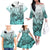 Beauty and The Warrior Polynesian Valentine Family Matching Off Shoulder Long Sleeve Dress and Hawaiian Shirt Hibiscus FLowers Turquoise Style LT9 - Polynesian Pride