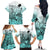 Beauty and The Warrior Polynesian Valentine Family Matching Off Shoulder Long Sleeve Dress and Hawaiian Shirt Hibiscus FLowers Turquoise Style LT9 - Polynesian Pride