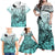 Beauty and The Warrior Polynesian Valentine Family Matching Off Shoulder Maxi Dress and Hawaiian Shirt Hibiscus FLowers Turquoise Style LT9 - Polynesian Pride