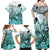 Beauty and The Warrior Polynesian Valentine Family Matching Off Shoulder Maxi Dress and Hawaiian Shirt Hibiscus FLowers Turquoise Style LT9 - Polynesian Pride