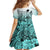 Beauty and The Warrior Polynesian Valentine Kid Short Sleeve Dress Hibiscus FLowers Turquoise Style LT9 - Polynesian Pride