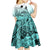 Beauty and The Warrior Polynesian Valentine Kid Short Sleeve Dress Hibiscus FLowers Turquoise Style LT9 - Polynesian Pride