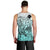 Beauty and The Warrior Polynesian Valentine Men Tank Top Hibiscus FLowers Turquoise Style LT9 - Polynesian Pride