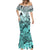 Beauty and The Warrior Polynesian Valentine Mermaid Dress Hibiscus FLowers Turquoise Style LT9 - Polynesian Pride