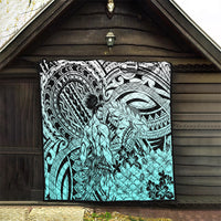 Beauty and The Warrior Polynesian Valentine Quilt Hibiscus FLowers Turquoise Style LT9 - Polynesian Pride