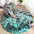 Beauty and The Warrior Polynesian Valentine Round Carpet Hibiscus FLowers Turquoise Style LT9 - Polynesian Pride