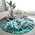 Beauty and The Warrior Polynesian Valentine Round Carpet Hibiscus FLowers Turquoise Style LT9 - Polynesian Pride