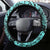 Beauty and The Warrior Polynesian Valentine Steering Wheel Cover Hibiscus FLowers Turquoise Style