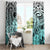 Beauty and The Warrior Polynesian Valentine Window Curtain Hibiscus FLowers Turquoise Style LT9 - Polynesian Pride