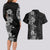 Hawaii Tropical Flowers Tribal Pattern Couples Matching Long Sleeve Bodycon Dress and Hawaiian Shirt Black Style LT9 - Polynesian Pride