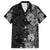 Hawaii Tropical Flowers Tribal Pattern Family Matching Off Shoulder Maxi Dress and Hawaiian Shirt Black Style LT9 Dad's Shirt - Short Sleeve Black - Polynesian Pride