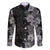 Hawaii Tropical Flowers Tribal Pattern Family Matching Off Shoulder Maxi Dress and Hawaiian Shirt Black Style LT9 Dad's Shirt - Long Sleeve Black - Polynesian Pride
