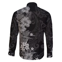 Hawaii Tropical Flowers Tribal Pattern Family Matching Off Shoulder Maxi Dress and Hawaiian Shirt Black Style LT9 - Polynesian Pride
