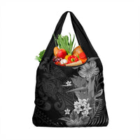 Hawaii Tropical Flowers Tribal Pattern Grocery Bag Black Style LT9 1-pack One Size Black - Polynesian Pride
