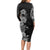 Hawaii Tropical Flowers Tribal Pattern Long Sleeve Bodycon Dress Black Style LT9 - Polynesian Pride