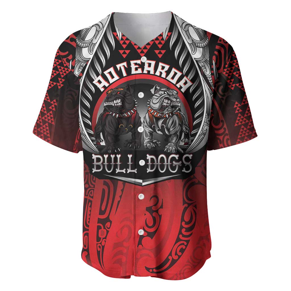 Aotearoa Bulldog Personalised Baseball Jersey Maori Kowhaiwhai Motif