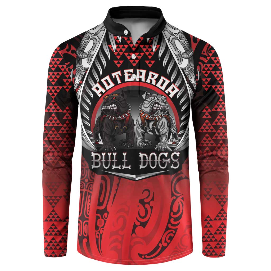 Aotearoa Bulldog Personalised Button Sweatshirt Maori Kowhaiwhai Motif