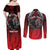 Aotearoa Bulldog Personalised Couples Matching Off Shoulder Maxi Dress and Long Sleeve Button Shirt Maori Kowhaiwhai Motif