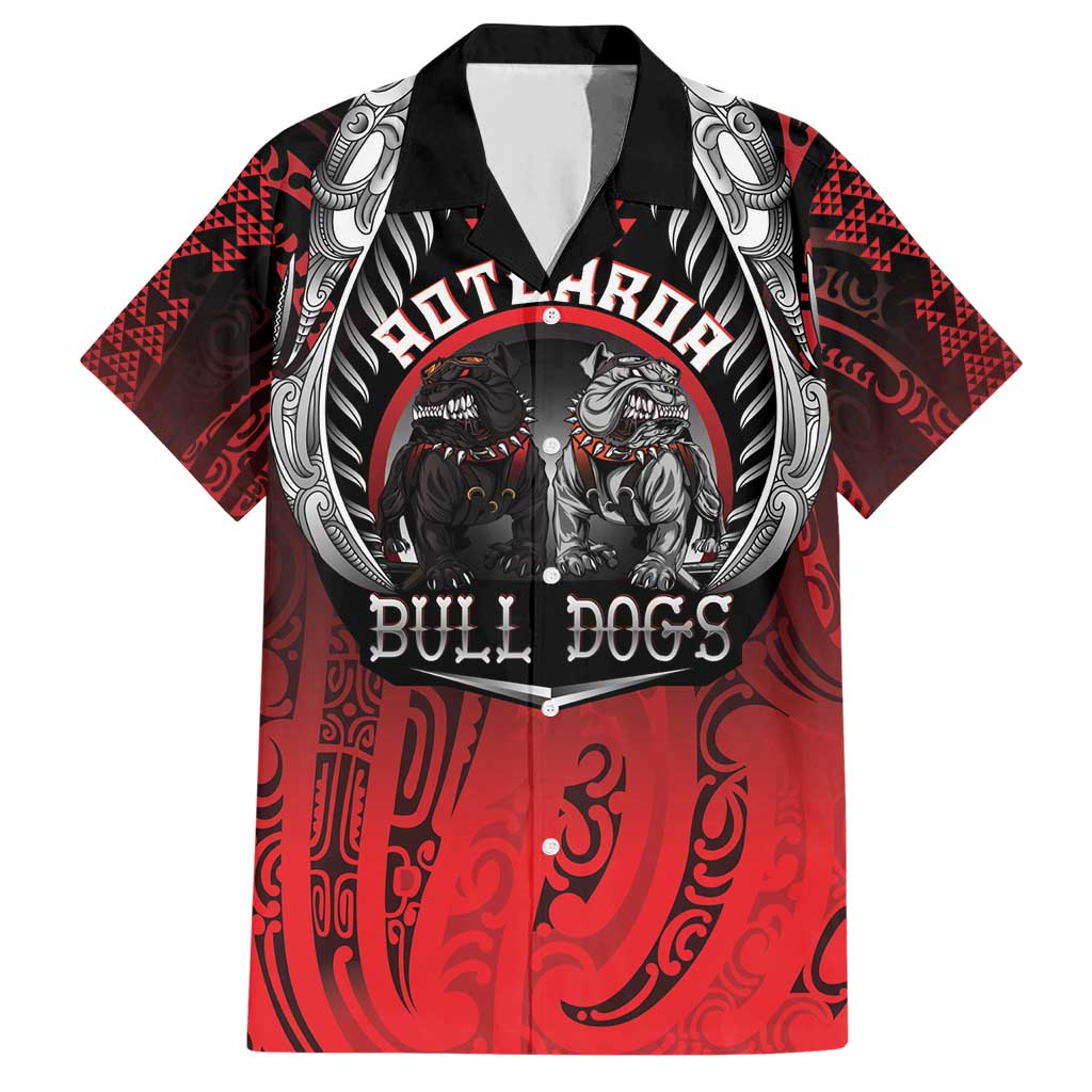 Aotearoa Bulldog Personalised Family Matching Short Sleeve Bodycon Dress and Hawaiian Shirt Maori Kowhaiwhai Motif