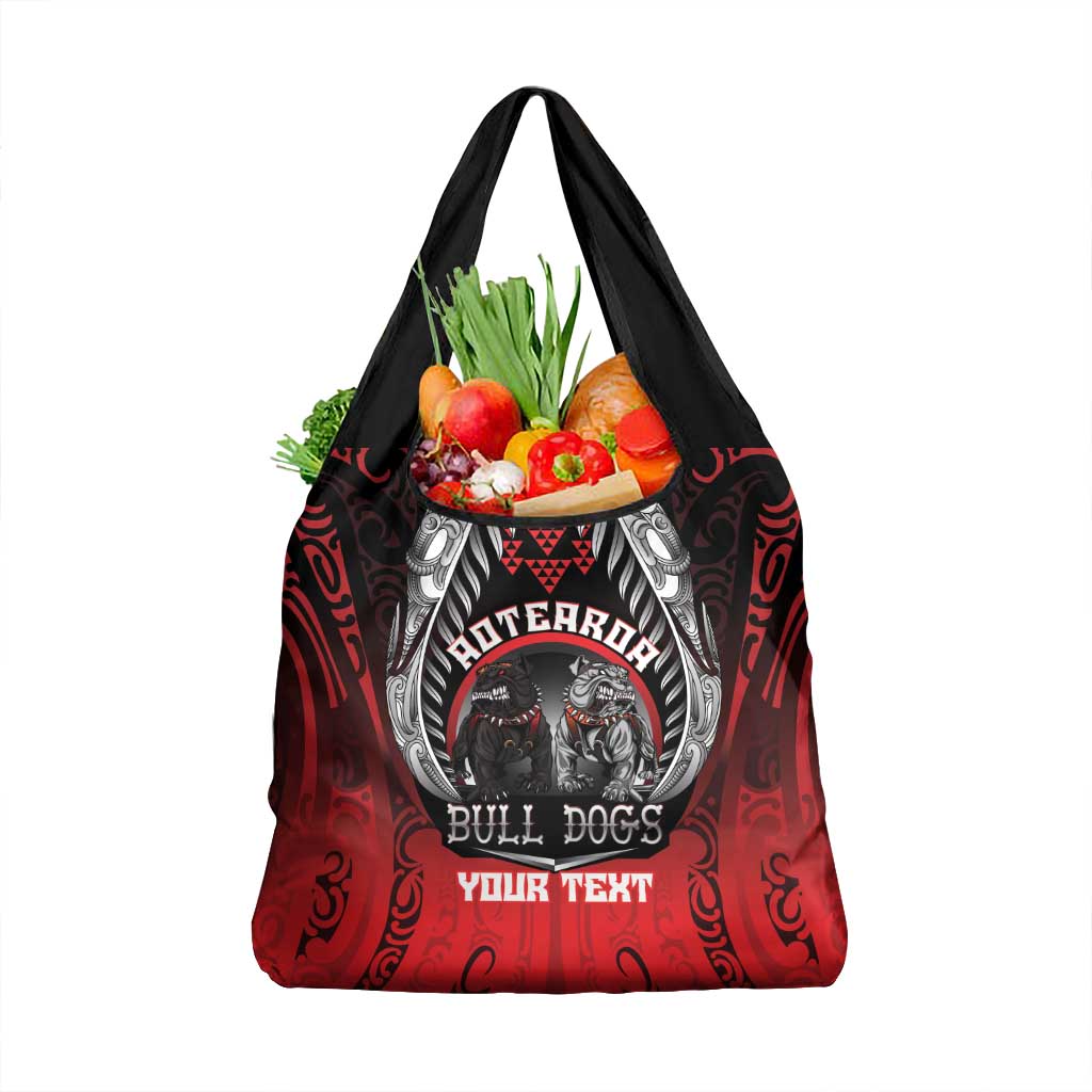 Aotearoa Bulldog Personalised Grocery Bag Maori Kowhaiwhai Motif