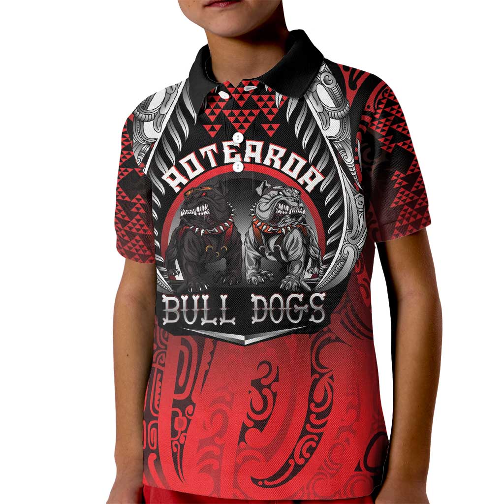Aotearoa Bulldog Personalised Kid Polo Shirt Maori Kowhaiwhai Motif
