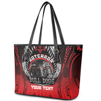 Aotearoa Bulldog Personalised Leather Tote Bag Maori Kowhaiwhai Motif