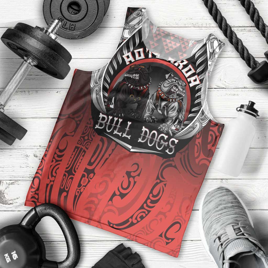 Aotearoa Bulldog Personalised Men Tank Top Maori Kowhaiwhai Motif