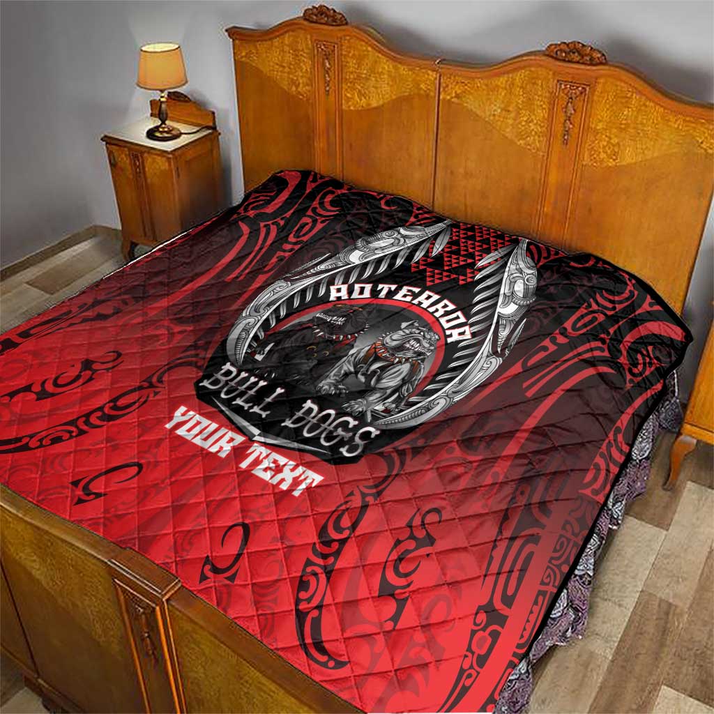 Aotearoa Bulldog Personalised Quilt Maori Kowhaiwhai Motif
