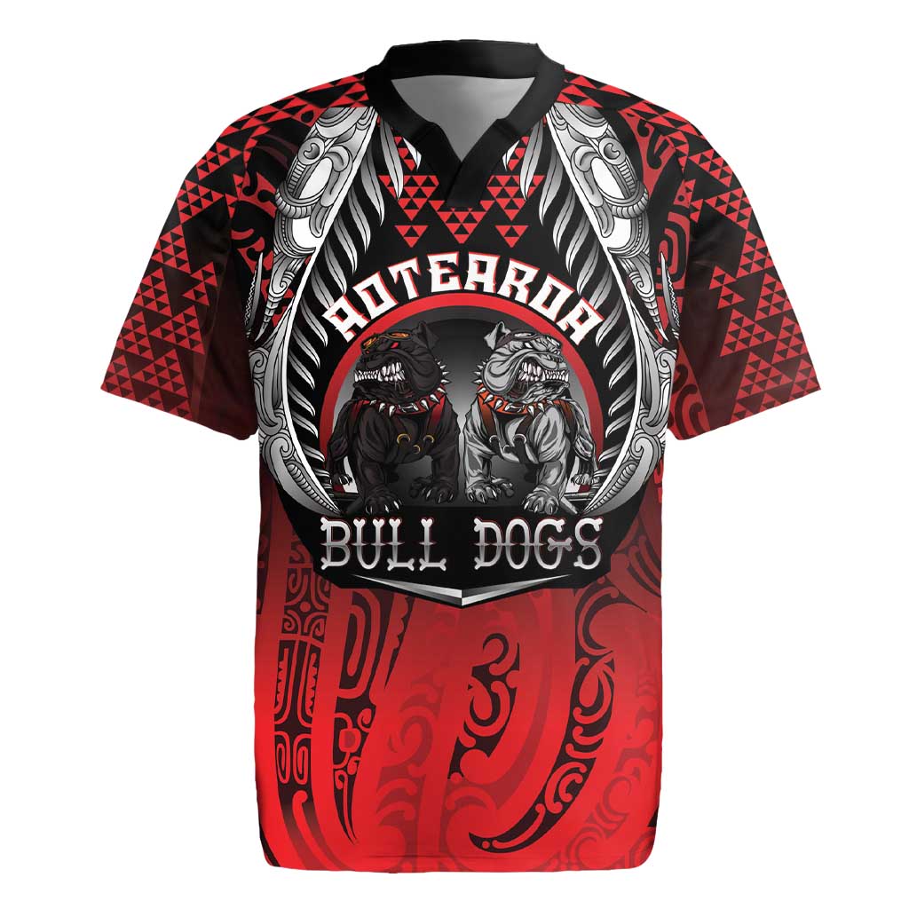 Aotearoa Bulldog Personalised Rugby Jersey Maori Kowhaiwhai Motif
