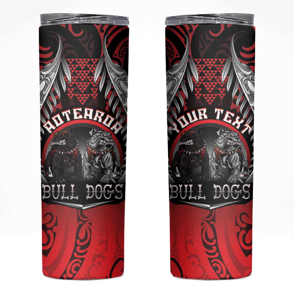 Aotearoa Bulldog Personalised Skinny Tumbler Maori Kowhaiwhai Motif