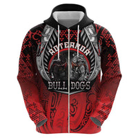Aotearoa Bulldog Personalised Zip Hoodie Maori Kowhaiwhai Motif