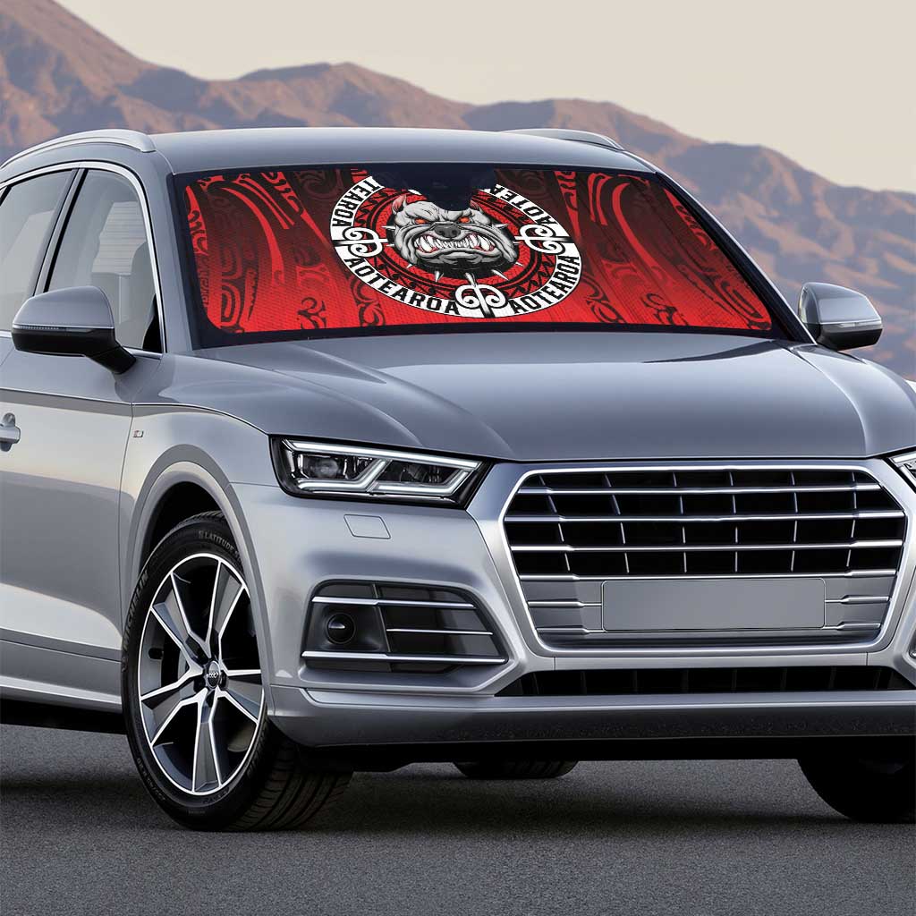 Aotearoa Bulldog Auto Sun Shade New Zealand Kowhaiwhai Tribal - Polynesian Pride