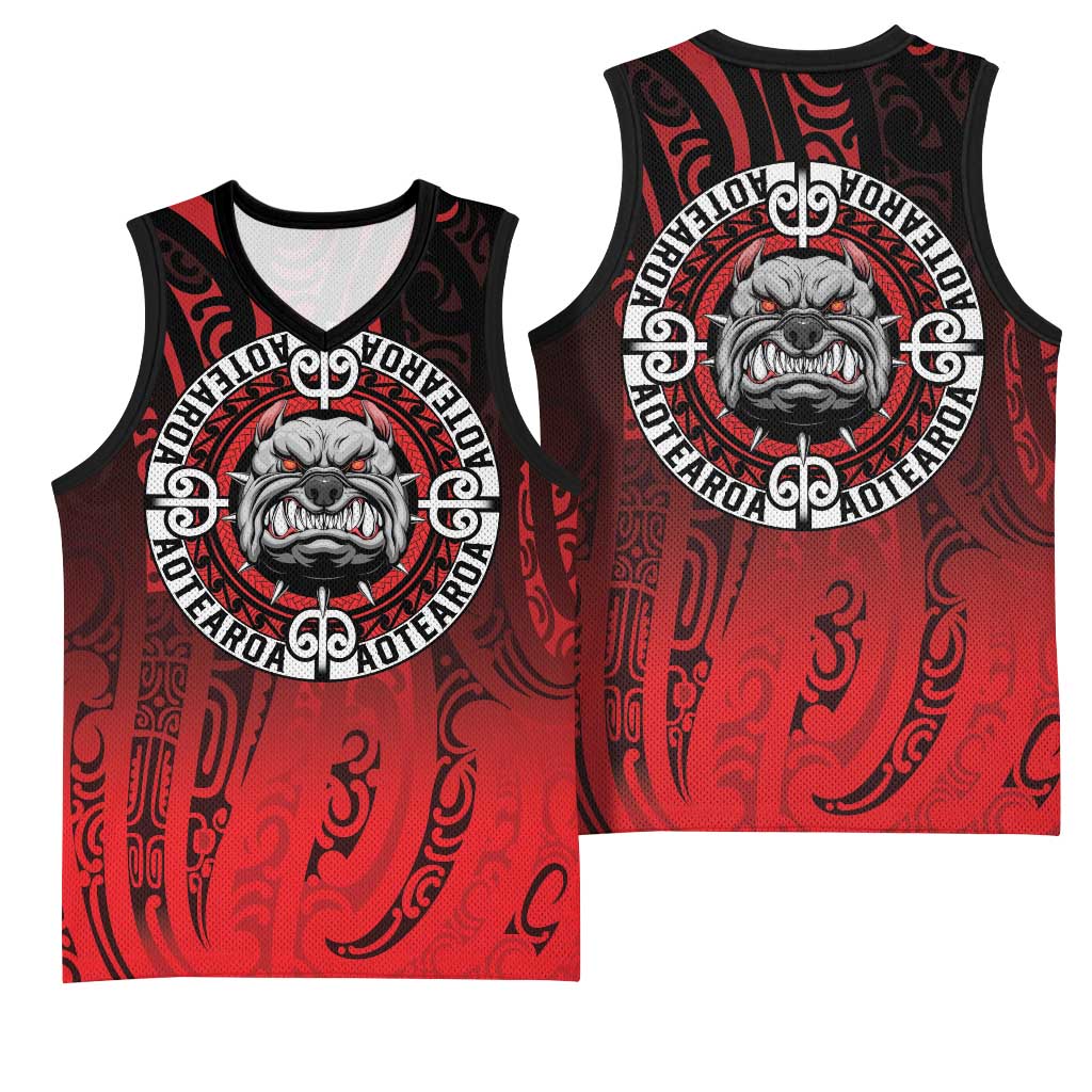 Aotearoa Bulldog Basketball Jersey New Zealand Kowhaiwhai Tribal - Polynesian Pride