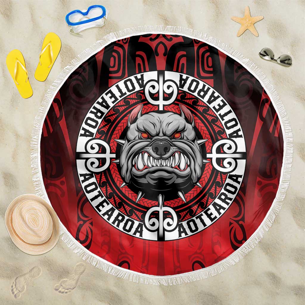 Aotearoa Bulldog Beach Blanket New Zealand Kowhaiwhai Tribal