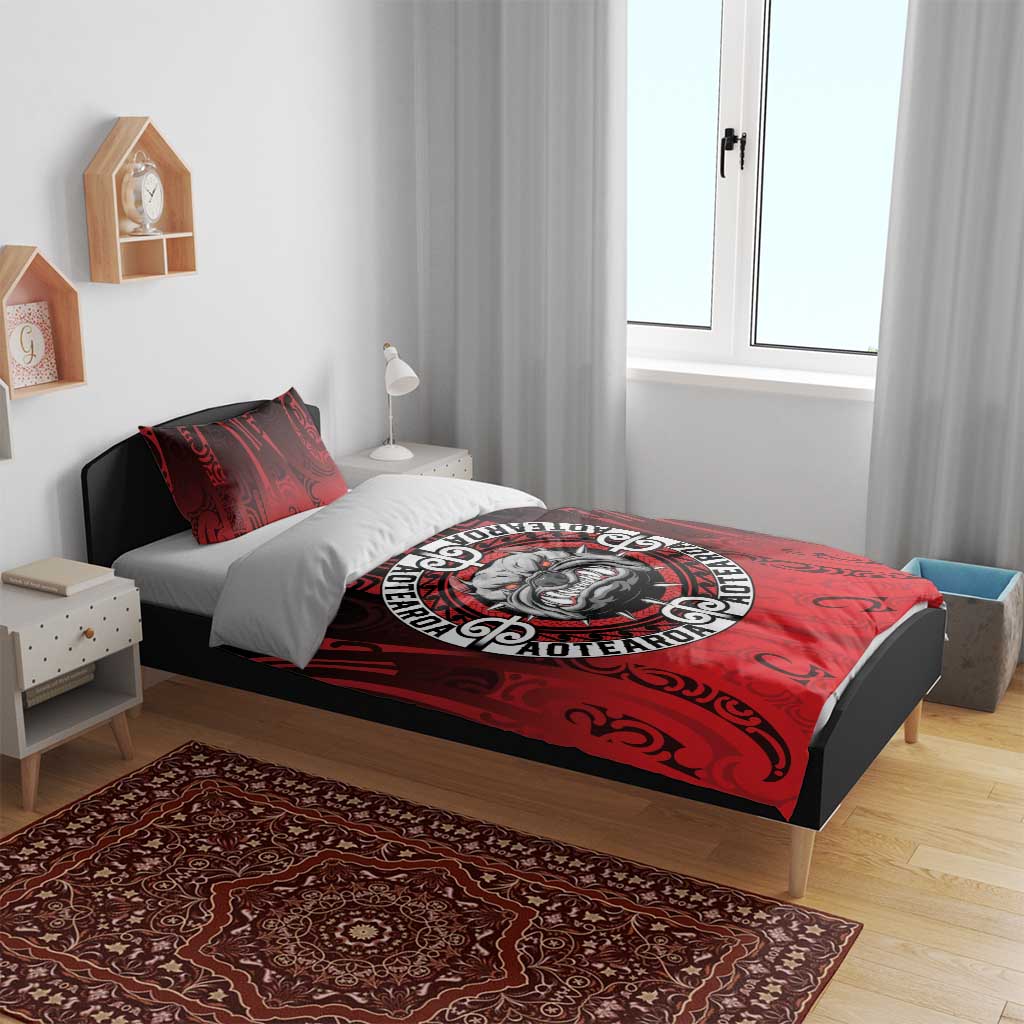 Aotearoa Bulldog Bedding Set New Zealand Kowhaiwhai Tribal