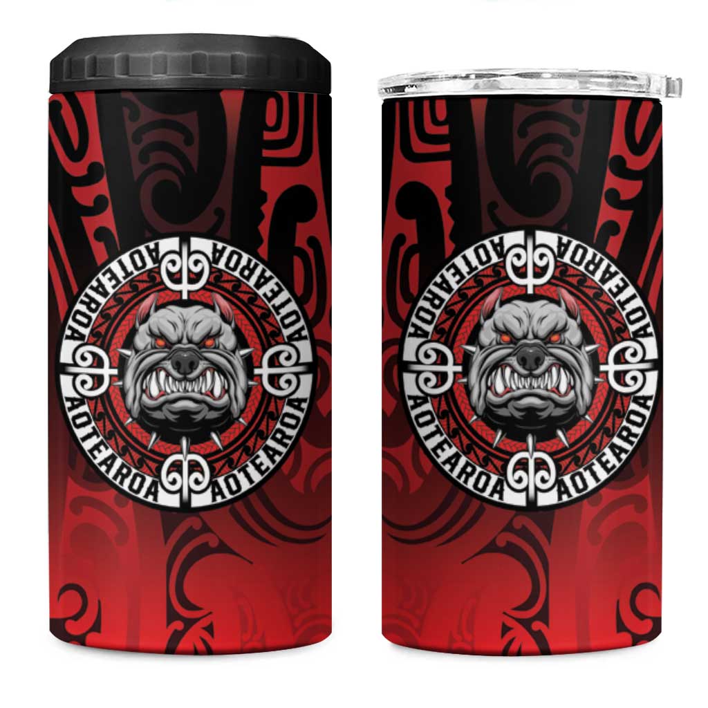 Aotearoa Bulldog 4 in 1 Can Cooler Tumbler New Zealand Kowhaiwhai Tribal