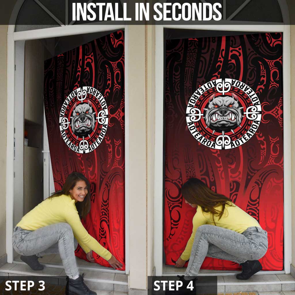 Aotearoa Bulldog Door Cover New Zealand Kowhaiwhai Tribal - Polynesian Pride