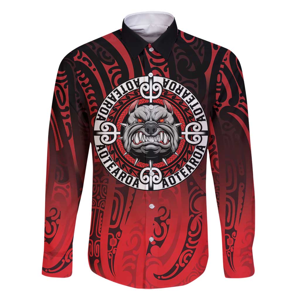 Aotearoa Bulldog Family Matching Long Sleeve Bodycon Dress and Hawaiian Shirt New Zealand Kowhaiwhai Tribal