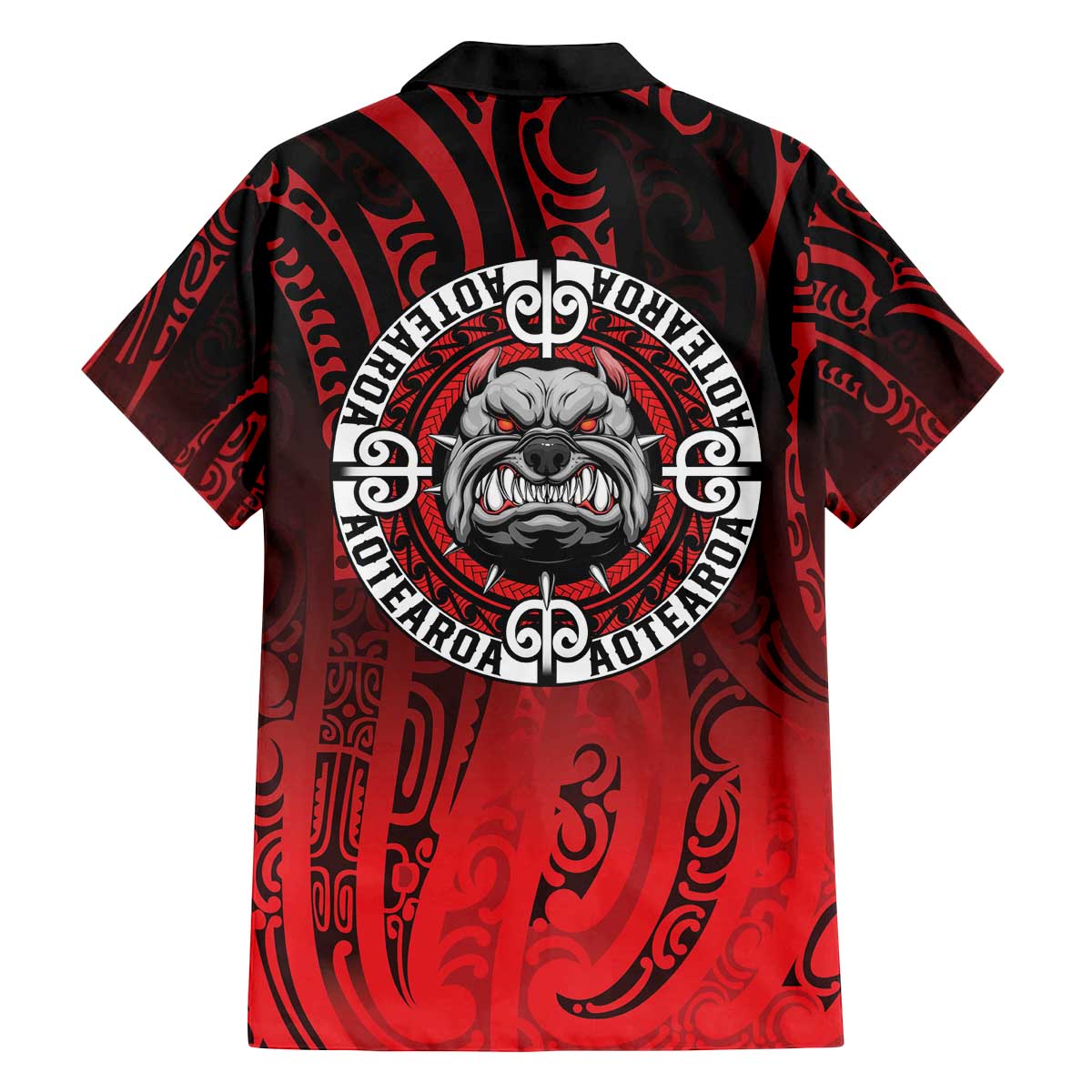 Aotearoa Bulldog Family Matching Off The Shoulder Long Sleeve Dress and Hawaiian Shirt New Zealand Kowhaiwhai Tribal