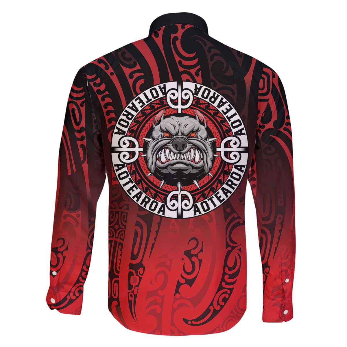 Aotearoa Bulldog Family Matching Off The Shoulder Long Sleeve Dress and Hawaiian Shirt New Zealand Kowhaiwhai Tribal