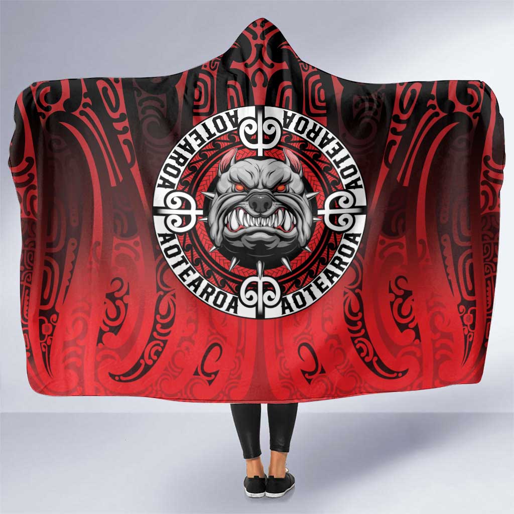 Aotearoa Bulldog Hooded Blanket New Zealand Kowhaiwhai Tribal