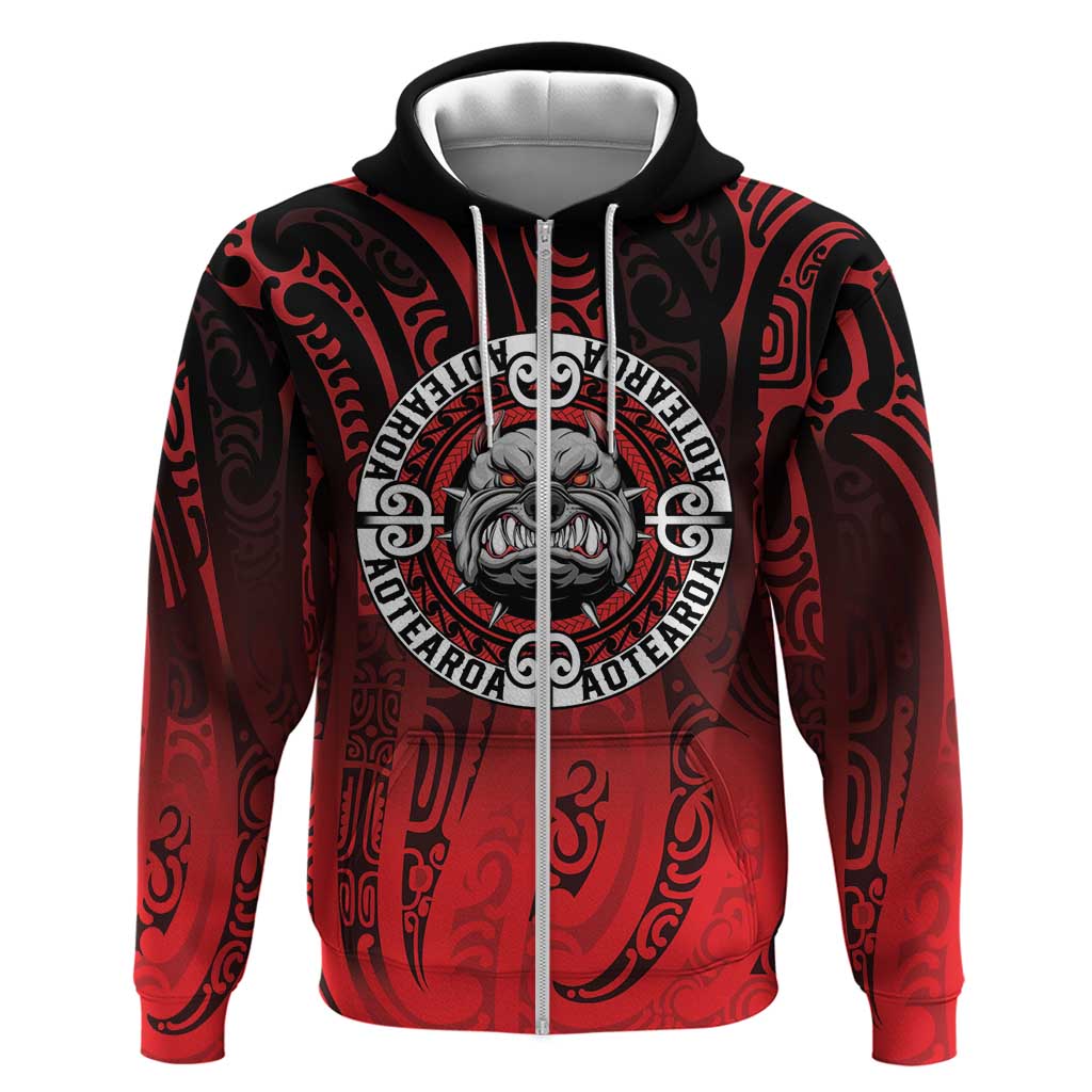 Aotearoa Bulldog Hoodie New Zealand Kowhaiwhai Tribal