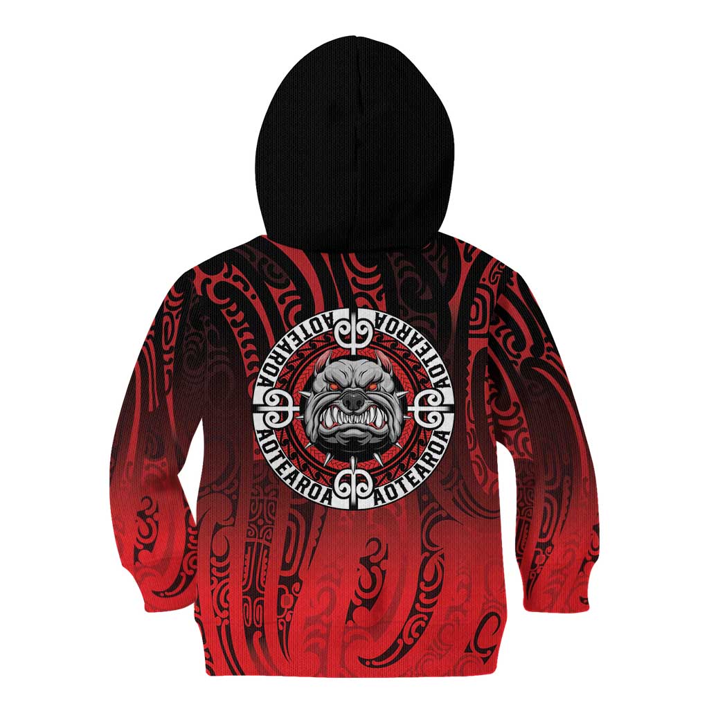 Aotearoa Bulldog Kid Hoodie New Zealand Kowhaiwhai Tribal