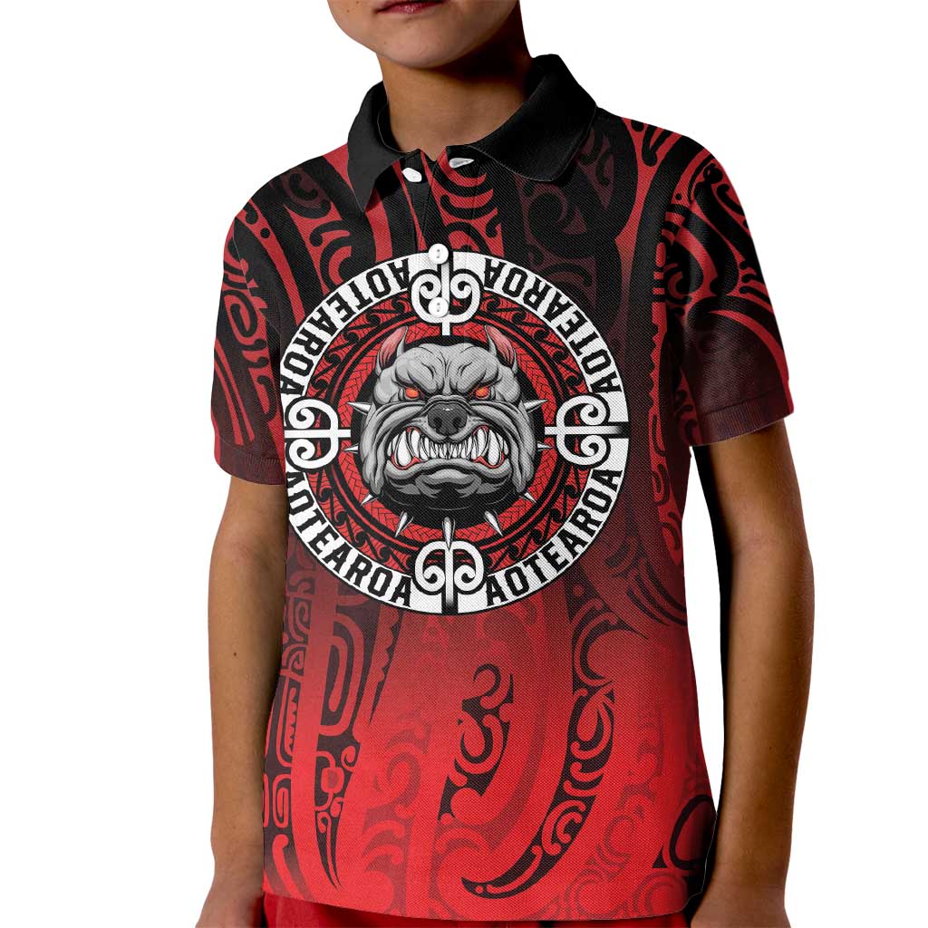 Aotearoa Bulldog Kid Polo Shirt New Zealand Kowhaiwhai Tribal