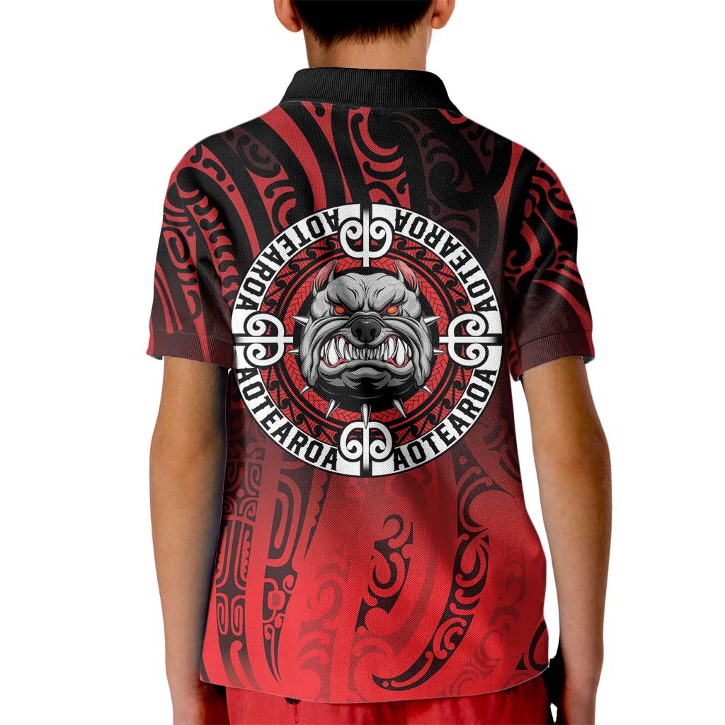 Aotearoa Bulldog Kid Polo Shirt New Zealand Kowhaiwhai Tribal