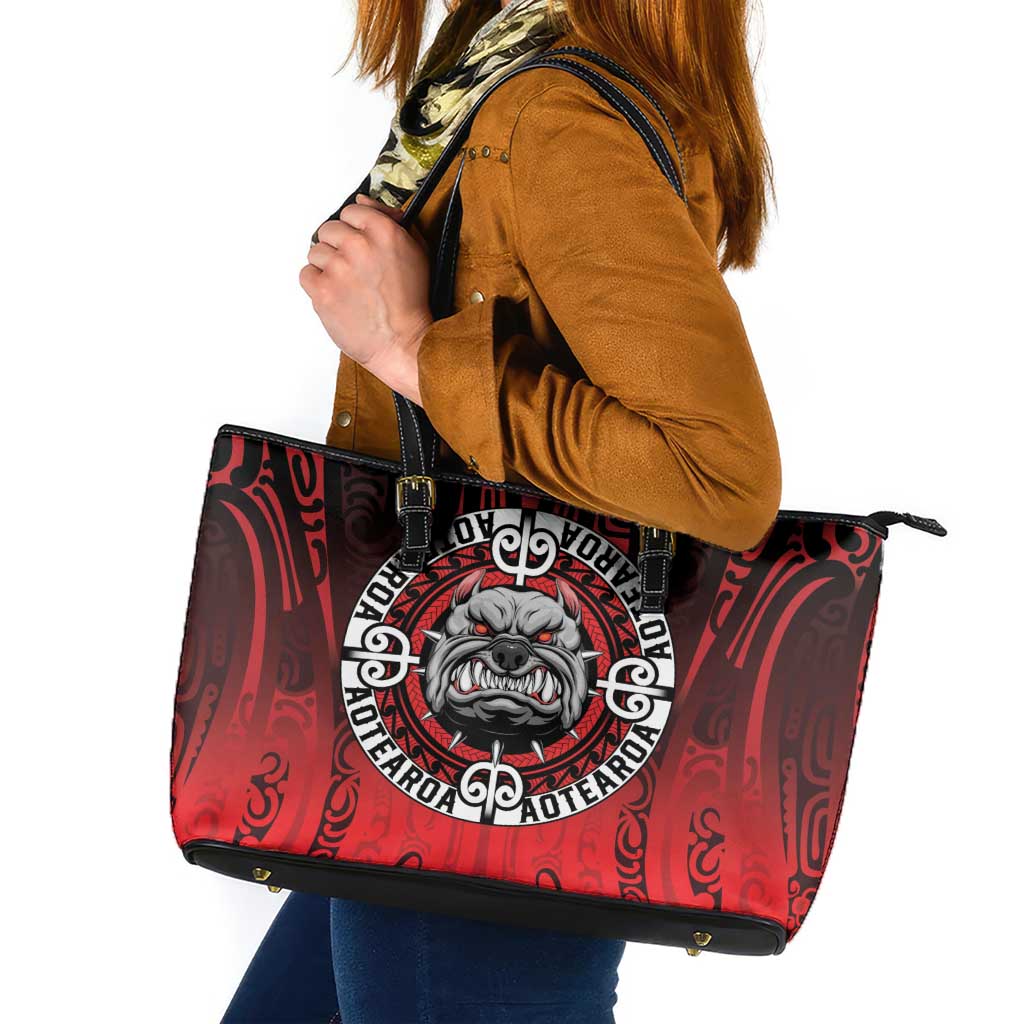 Aotearoa Bulldog Leather Tote Bag New Zealand Kowhaiwhai Tribal