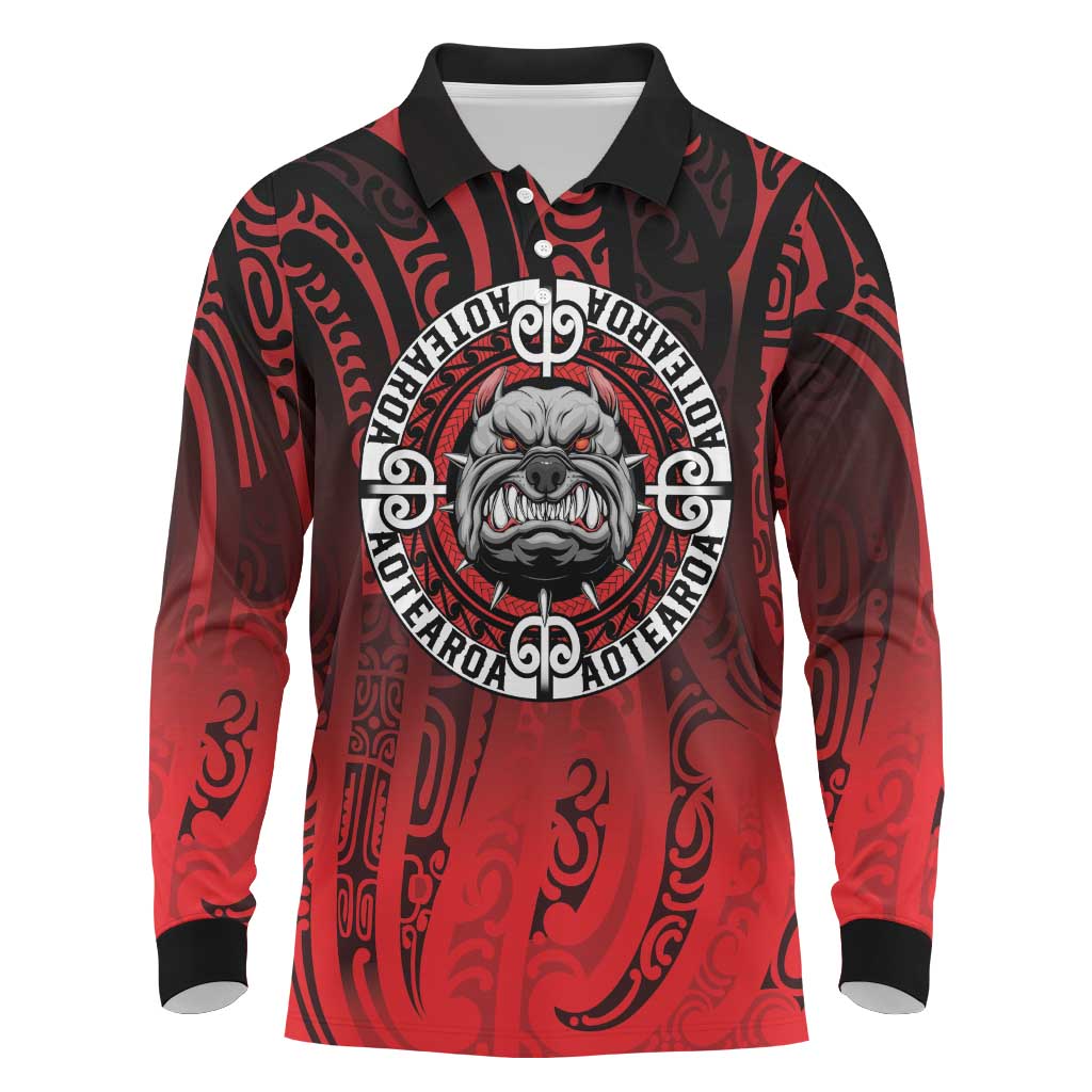 Aotearoa Bulldog Long Sleeve Polo Shirt New Zealand Kowhaiwhai Tribal