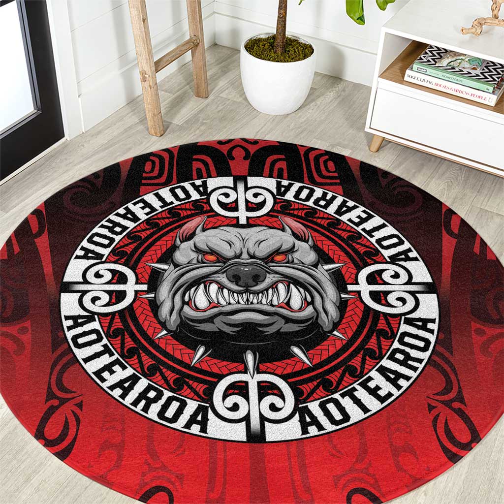 Aotearoa Bulldog Round Carpet New Zealand Kowhaiwhai Tribal