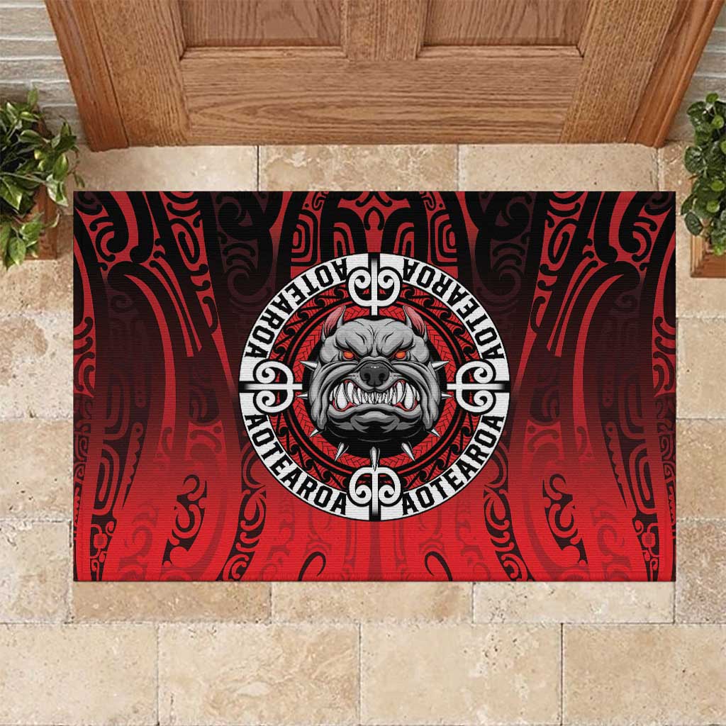 Aotearoa Bulldog Rubber Doormat New Zealand Kowhaiwhai Tribal